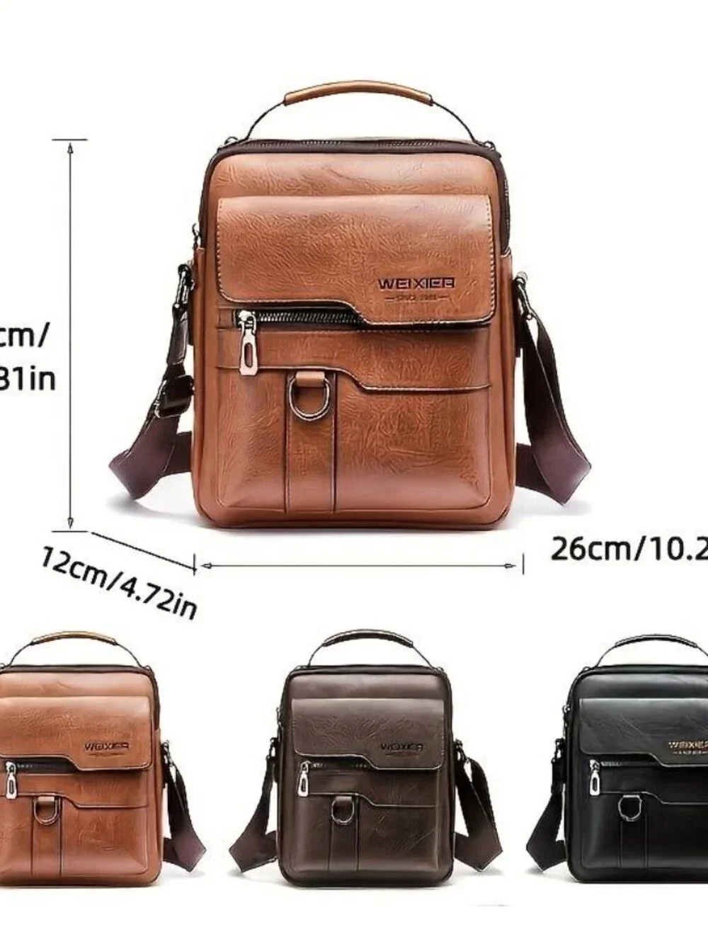 Genuine Leather Slant Backpack Vintage Street Style Large Capacity Commuter Bag